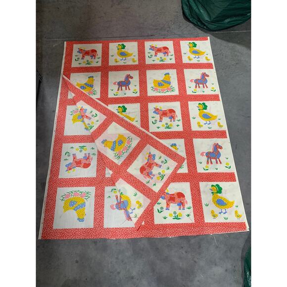 Cute Animals, Fabric Sheet, Patchwork Design, Springs Mills Inc, Soft, Cozy, - Picture 2 of 4